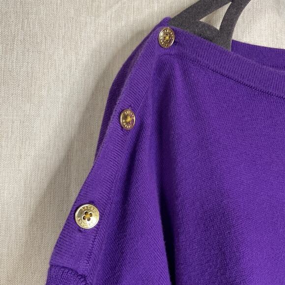 Lauren Ralph Lauren Women’s Preppy Gold Button Shoulder Knit Sweater Size 1X - Picture 2 of 7